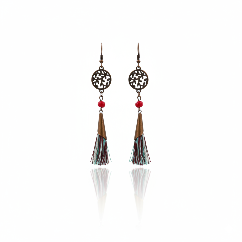 Retro Tassel Dangle Earrings Antique Bronze Plated Alloy
