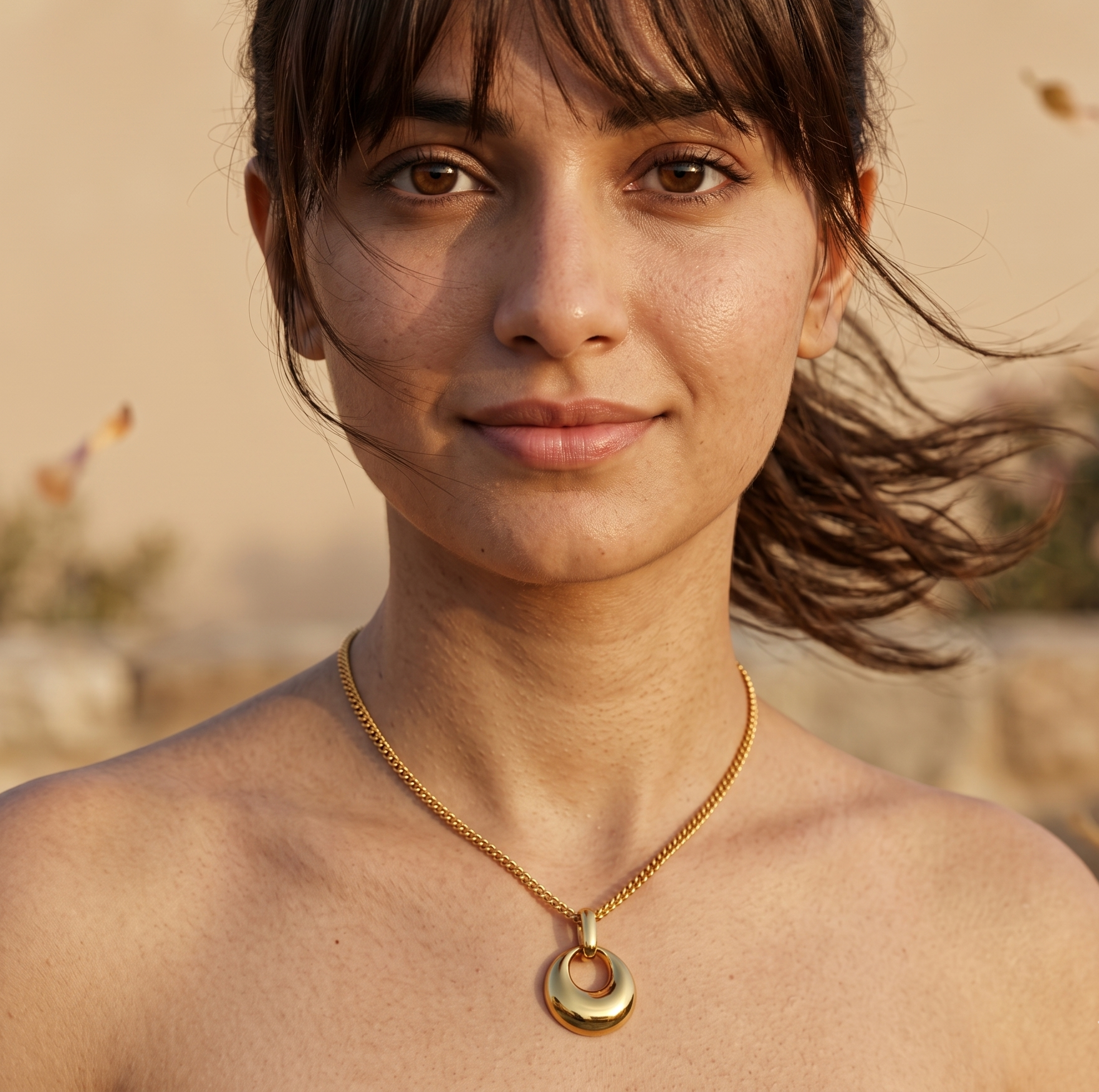 Gold Geometric Hollow Drop Pendant Necklace for Women