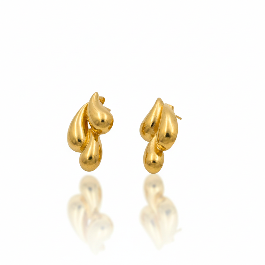 18K Gold Plated Water Drop Stud Earrings in 316L Stainless Steel