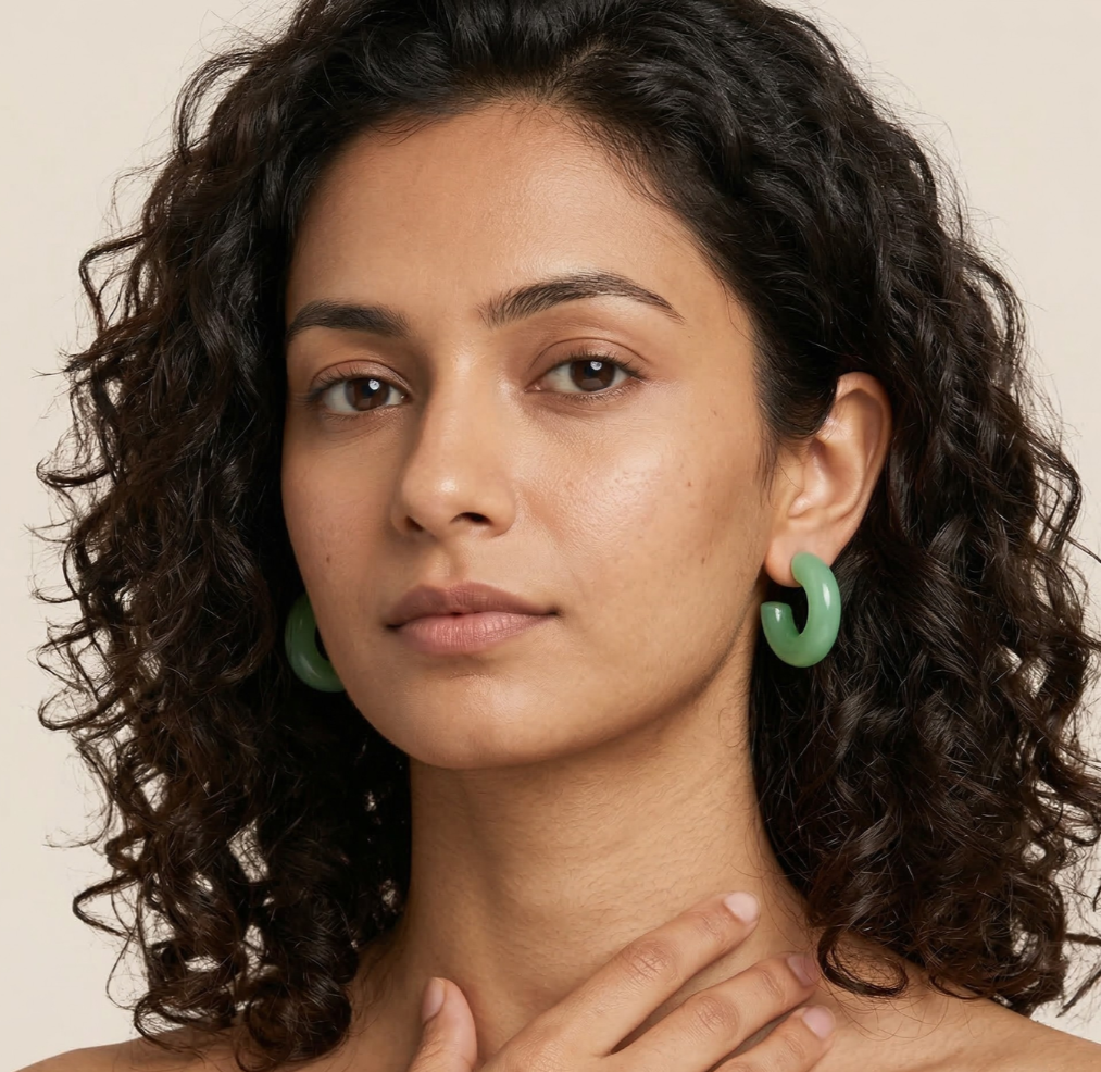 Mint Chubby Open Hoop Earrings