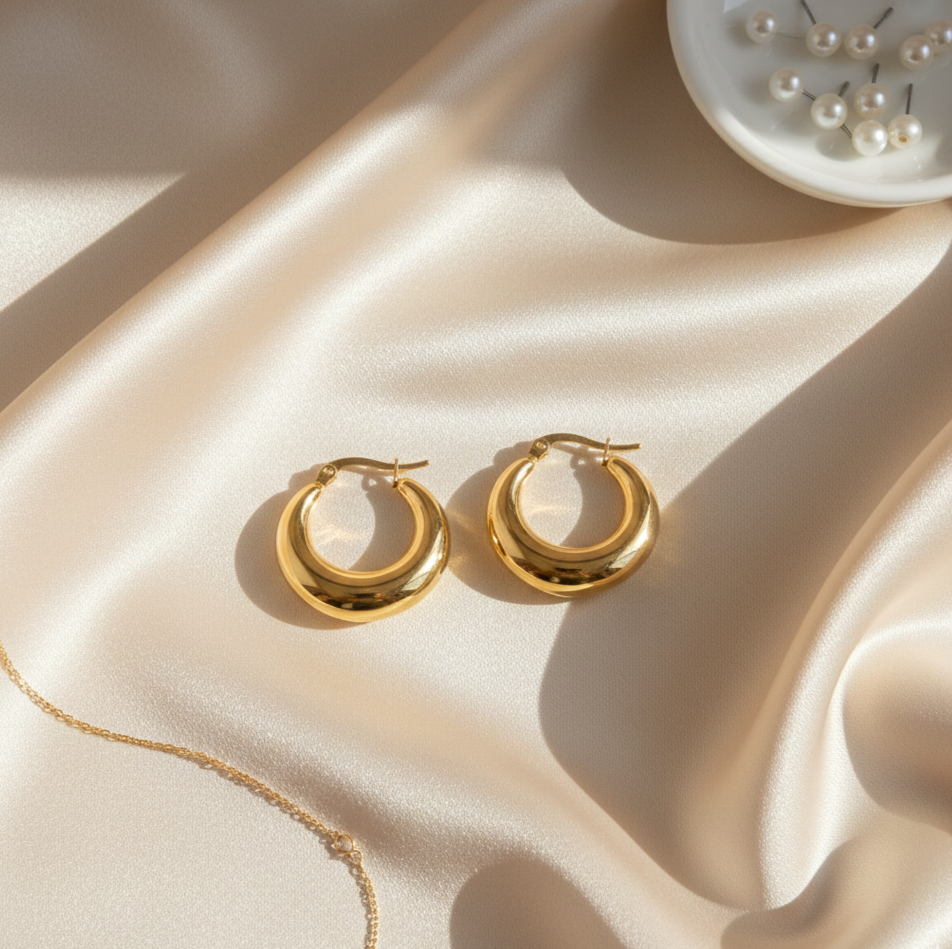 18K Gold Plated Chunky Hoop Earrings