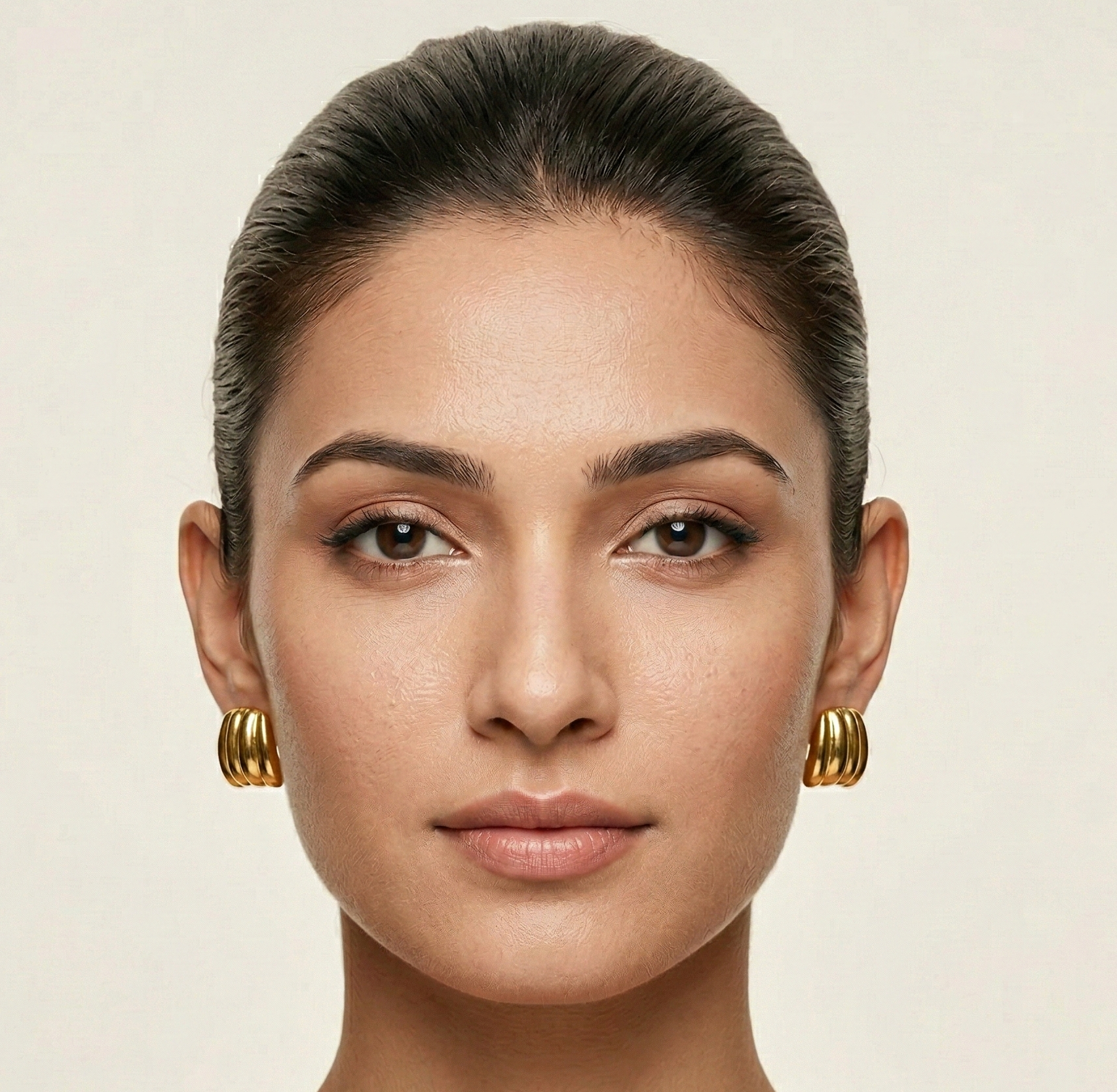 18K Gold Plated Ribbed Stud Earrings in 316L Stainless Steel