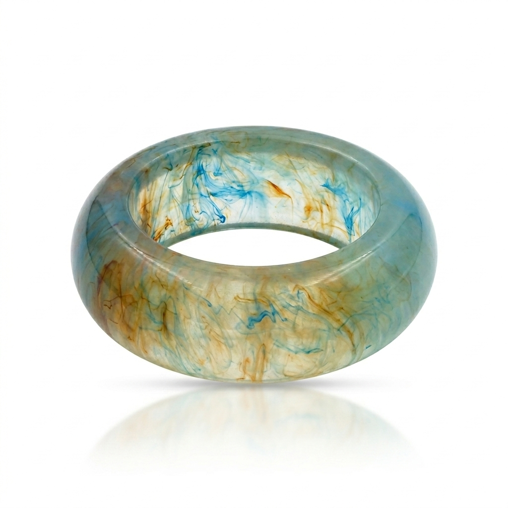 Aqua Swirl Resin Round Bangle Bracelet for Women