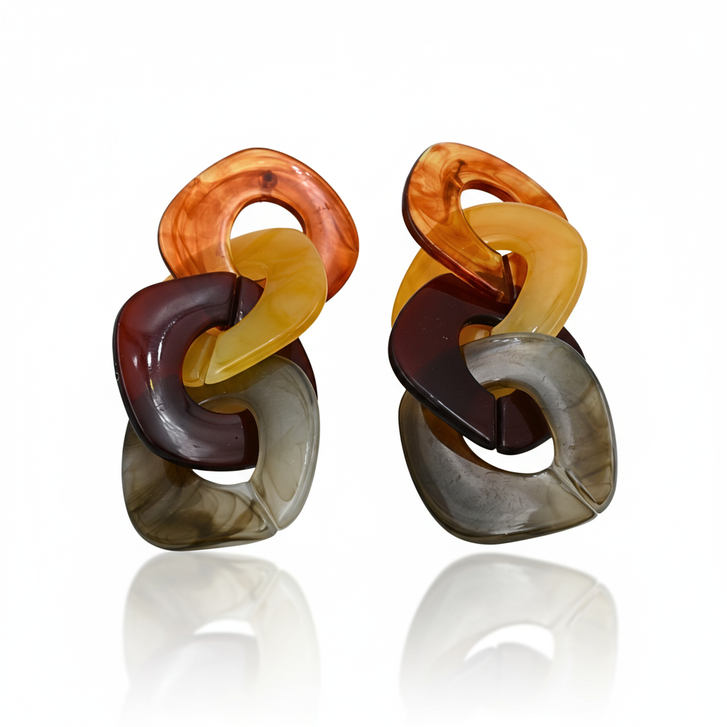 Multicolor Resin Chain Link Drop Earrings