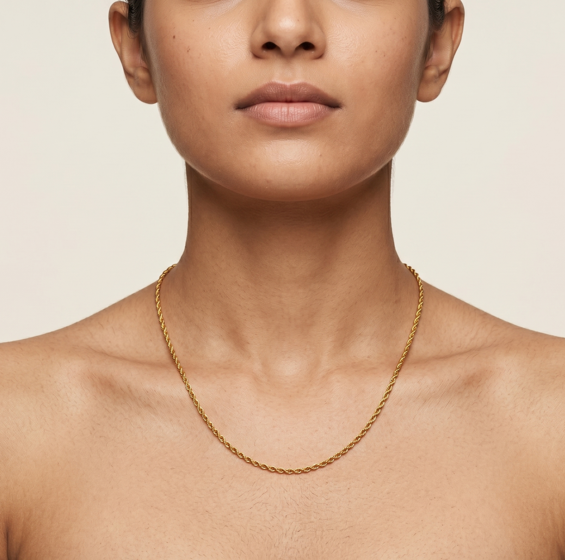 18K Gold Rope Chain Necklace for Women – Twisted Stainless Steel Chain