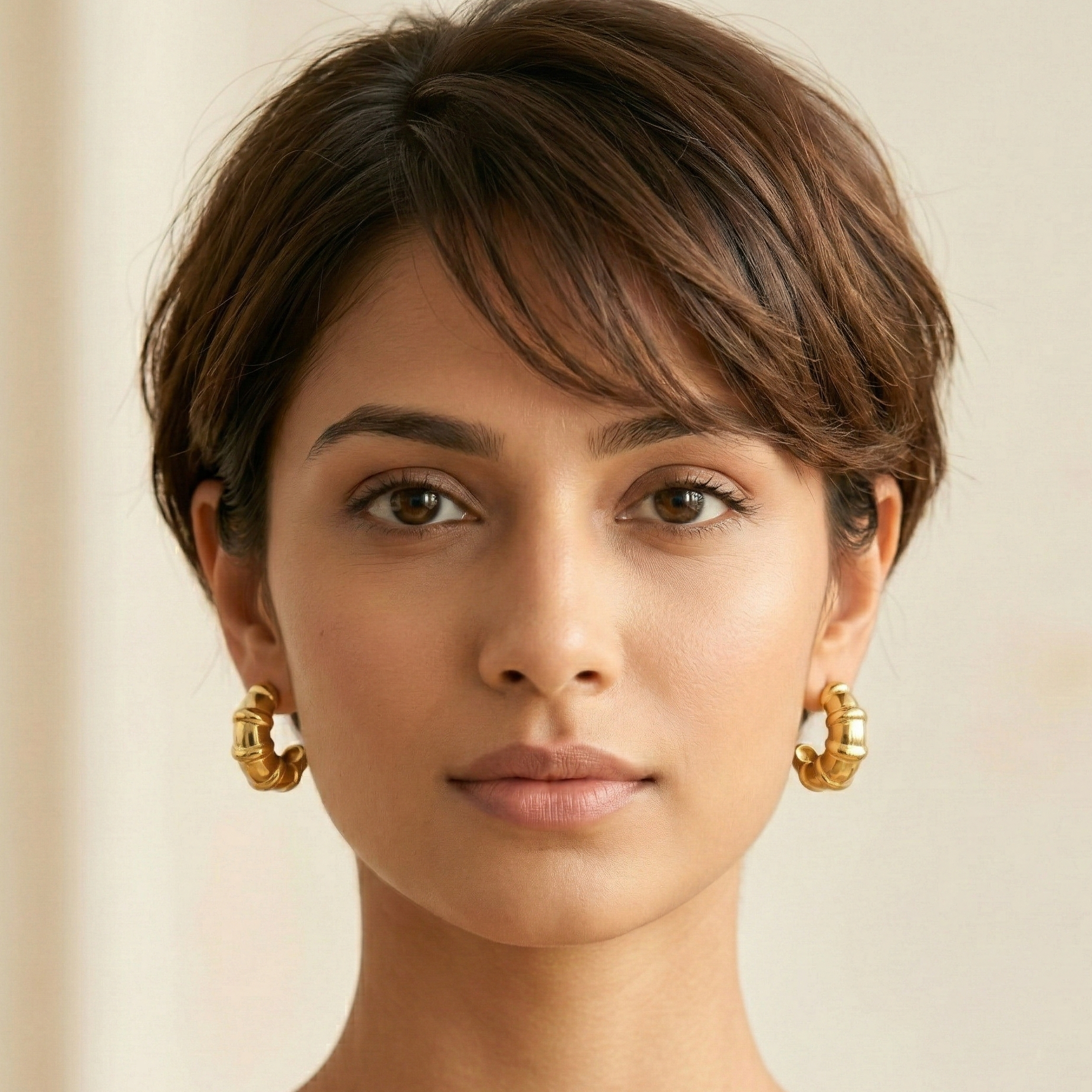 Chunky Ribbed C Hoop Earrings 18K Gold PVD Plated 316L Stainless Steel