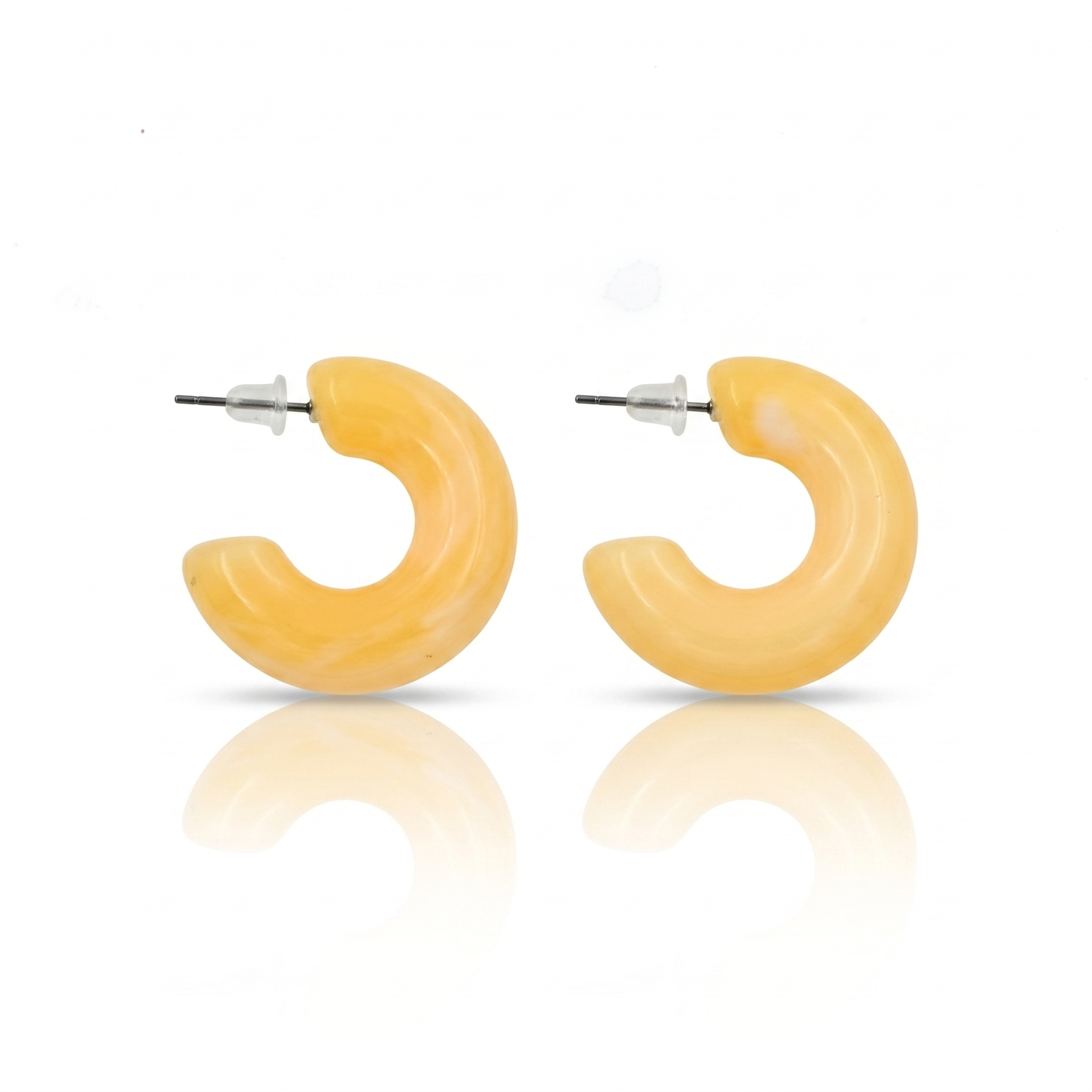 Butter Yellow Acrylic C Hoop Earrings