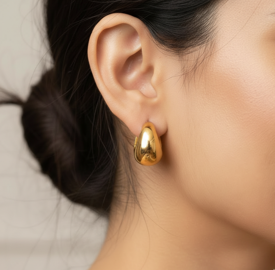 Chunky Dome Hoop Earrings 18K Gold PVD Plated 316L Stainless Steel