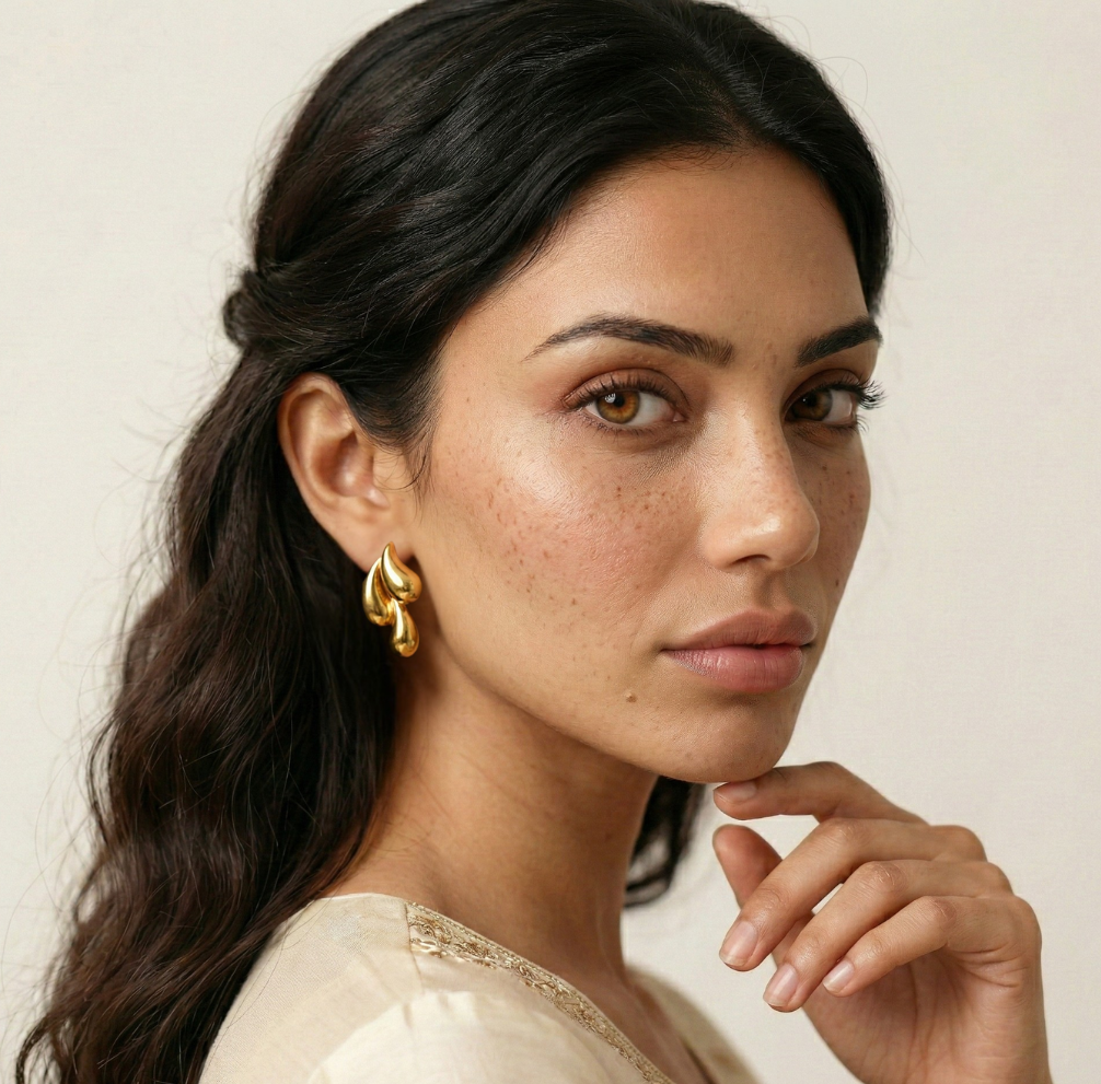 18K Gold Plated Water Drop Stud Earrings in 316L Stainless Steel
