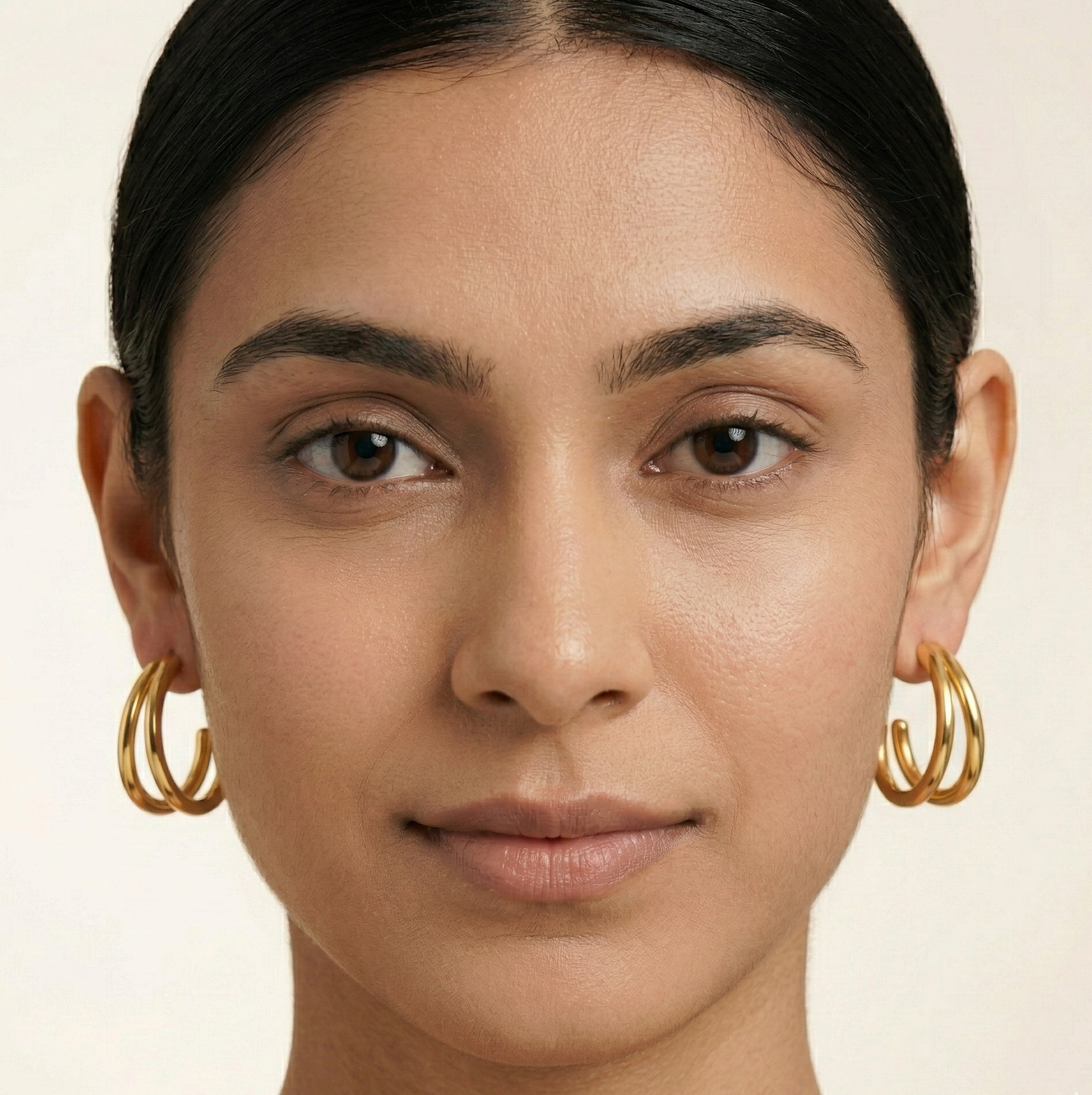 Double Curve Stud Earrings in 316L Stainless Steel with Gold PVD IP Plating