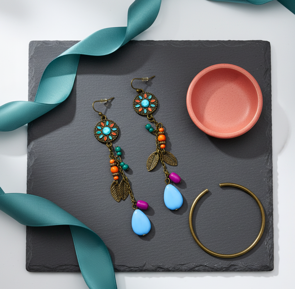 Vintage Boho Beaded Drop Earrings