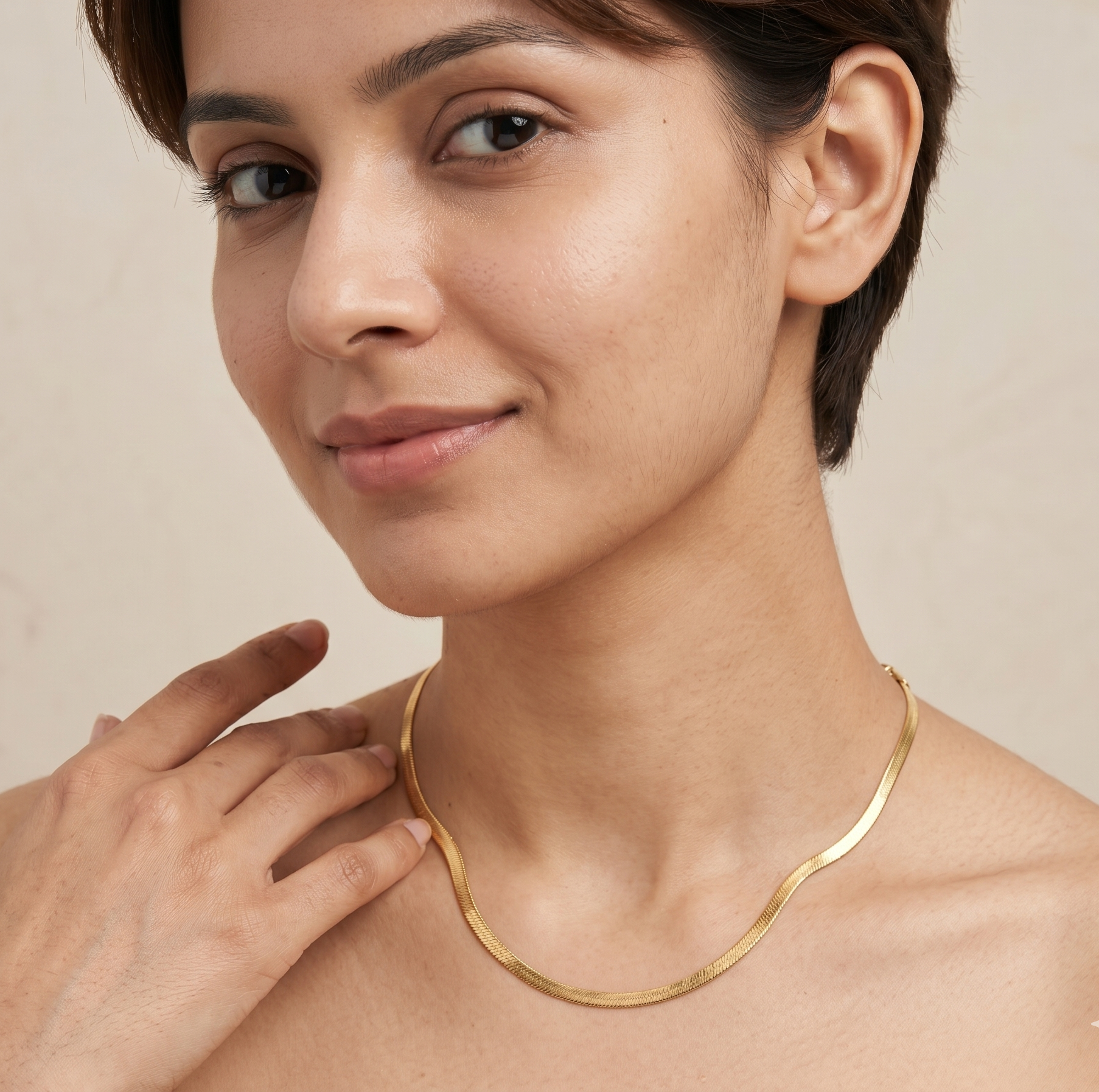18K Gold Snake Chain Necklace – Minimalist Stainless Steel Chain