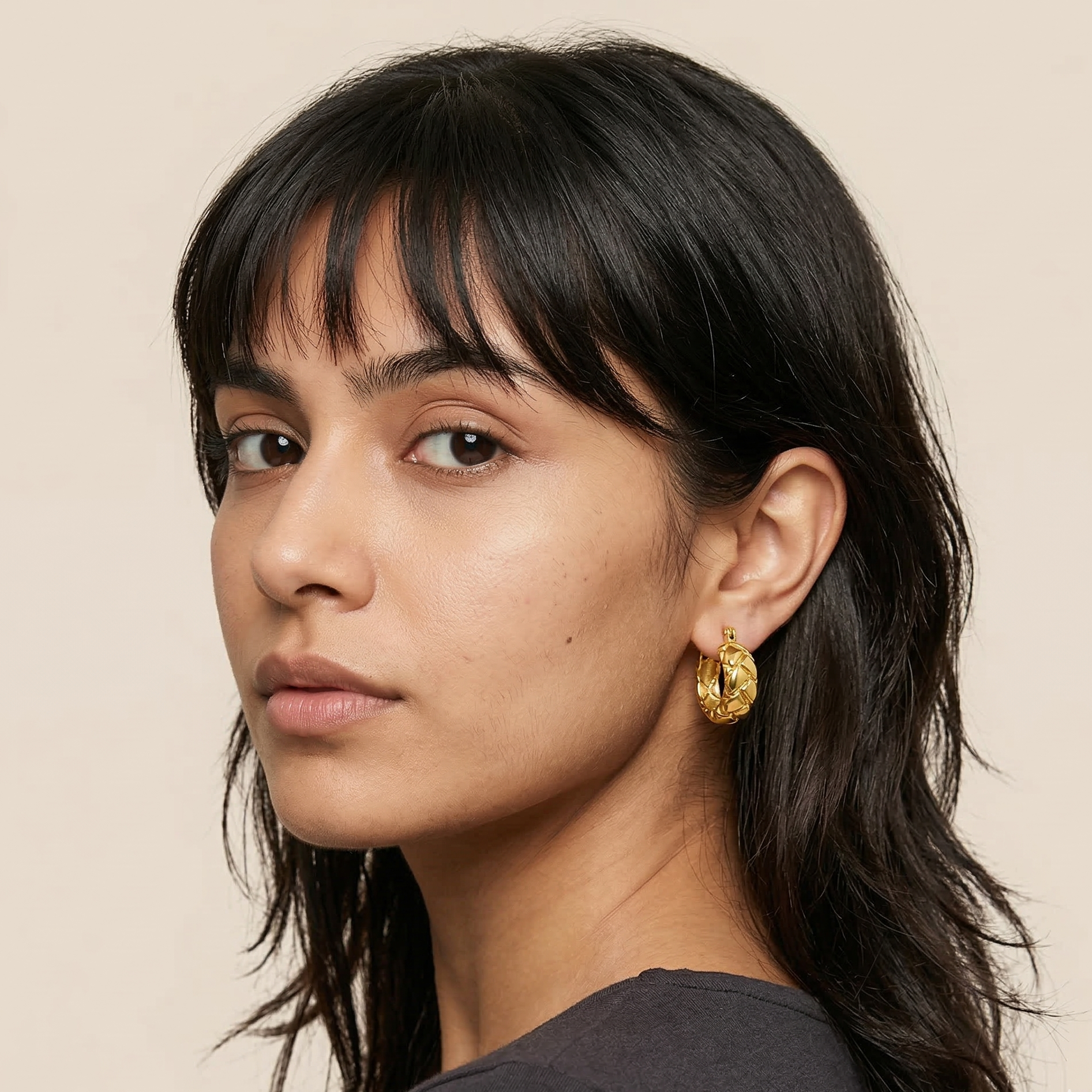 waffle hoop earrings
